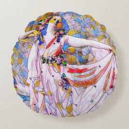 Glass Dancer in fließendem Kleid Rundes Kissen
