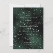 Glass Deep Green Silver Stars Bridal Bachelorette Einladung (Vorderseite)