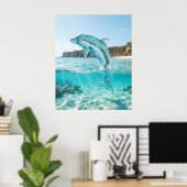 Glass Dolphin Azure Leap Poster (Heimbüro)
