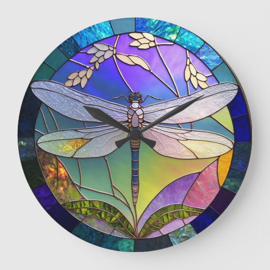 Glass Dragonfly Große Wanduhr (Vorderseite)