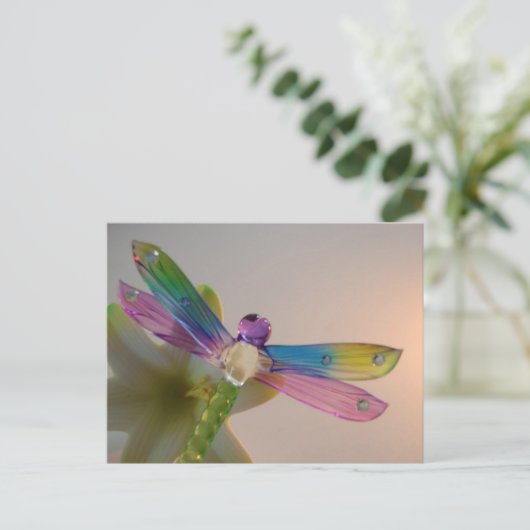 Glass Dragonfly Postkarte (Stehend Vorderseite)
