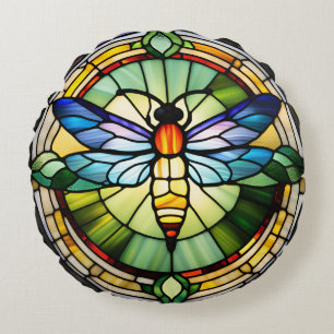 Glass Dragonfly Rundes Kissen