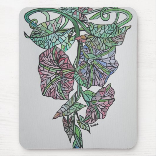 Glass Effect Morning Glory September Geburt Mousepad (Vorne)
