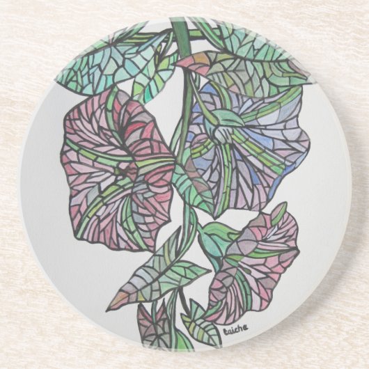 Glass Effect Morning Glory September Geburt Sandstein Untersetzer (Vorne)