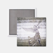 Glass Engel spielen Trompete und Bild von Blatt Magnet (Vorderseite/Rückseite)