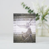 Glass Engel spielen Trompete und Bild von Blatt Postkarte (Stehend Vorderseite)