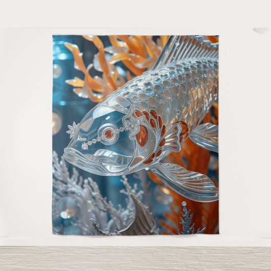 Glass Fish|Clear Koi Fish| Rug - Wandteppich (Vorderseite)