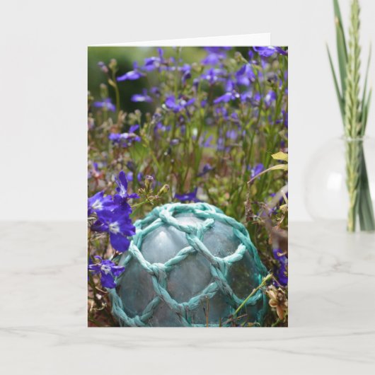 Glass Fishing Float And Flowers Karte (Vorderseite)
