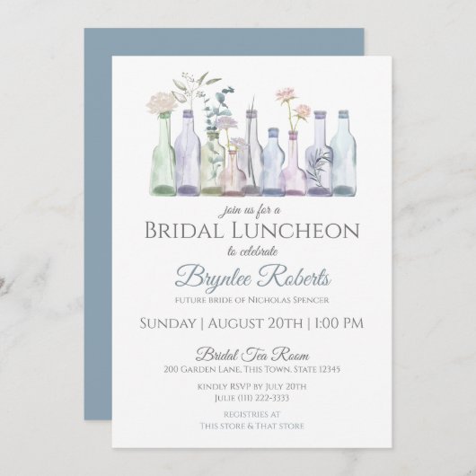 Glass Flasche Vases Bridal Luncheon Einladung (Vorne/Hinten)