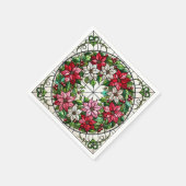 Glass Floral Poinsettia Wreath Decoupage Serviette (Ecke)