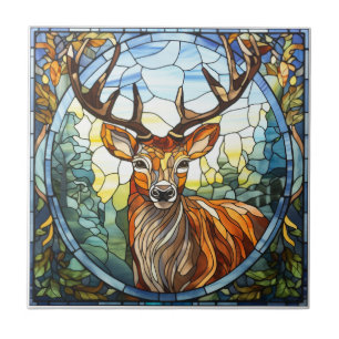Glass Forest Friend Stag Deer Fliese