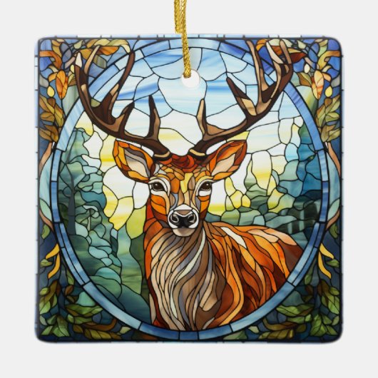 Glass Forest Friends Stag Deer Keramikornament (Vorderseite)