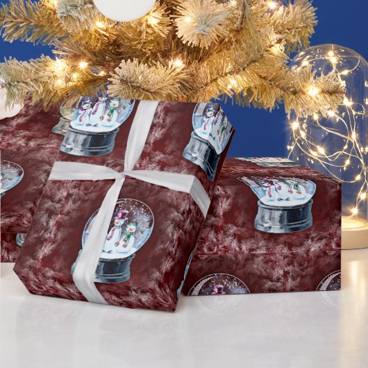 Glass Globe Snowman Weihnachtswrapping Paper Geschenkpapier (Feiertage)