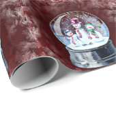 Glass Globe Snowman Weihnachtswrapping Paper Geschenkpapier (Rolleneckpunkt)