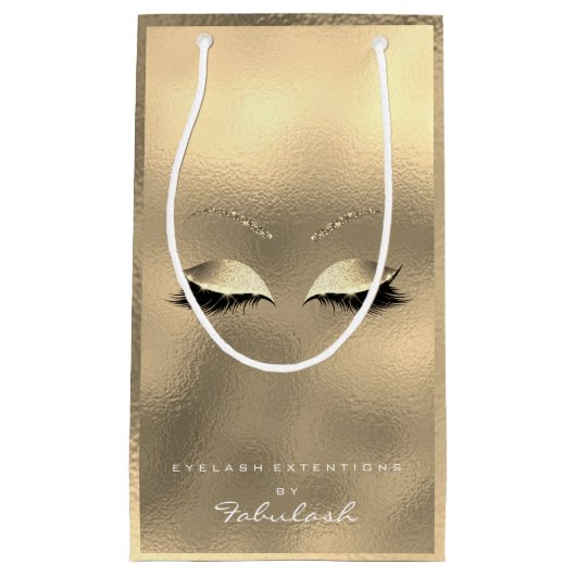 Glass Gold Glitzer Makeup Lashes Beauty White Kleine Geschenktüte (Vorderseite)