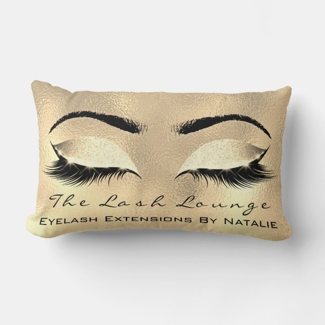 Glass Gold Glitzer Name Makeup Lashes Braun Lendenkissen (Vorderseite)