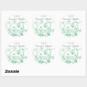 Glass Green Love Bird-Wirbel Hochzeitsticker Runder Aufkleber (Blatt)