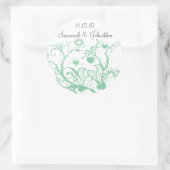 Glass Green Love Bird-Wirbel Hochzeitsticker Runder Aufkleber (Tasche)