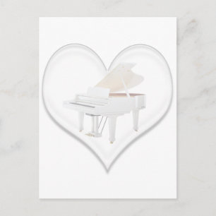 Glass Heart White Grand Piano Postkarte