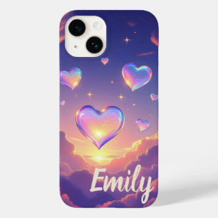 Glass Hearts Floating Lila Himmel Case-Mate iPhone 14 Hülle
