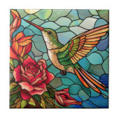 Glass Hummingbird Floral Fliese (Vorderseite)