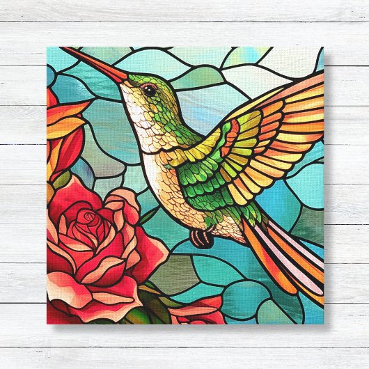 Glass Hummingbird Floral Leinwanddruck