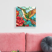 Glass Hummingbird Floral Leinwanddruck (Insitu (Wohnzimmer))