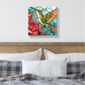 Glass Hummingbird Floral Leinwanddruck (Insitu (Schlafzimmer))