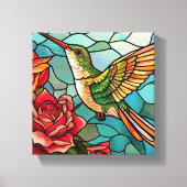 Glass Hummingbird Floral Leinwanddruck (Vorderseite)
