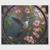 Glass Hummingbird Muster Frühlingsblumen Geschenkpapier (Flach)