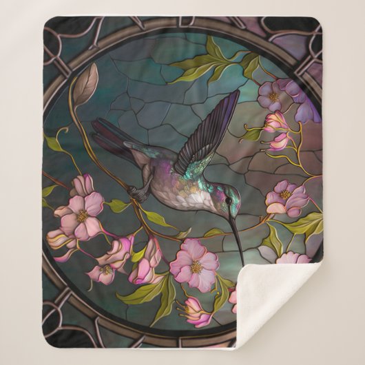 Glass Hummingbird Muster Frühlingsblumen Sherpadecke (Vorderseite)