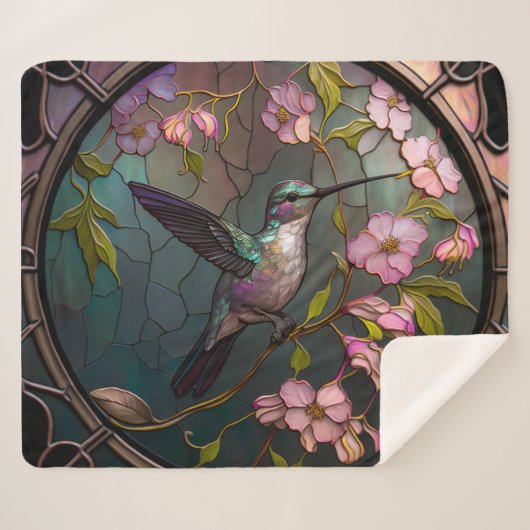 Glass Hummingbird Muster Frühlingsblumen Sherpadecke (Vorderseite (Horizontal))