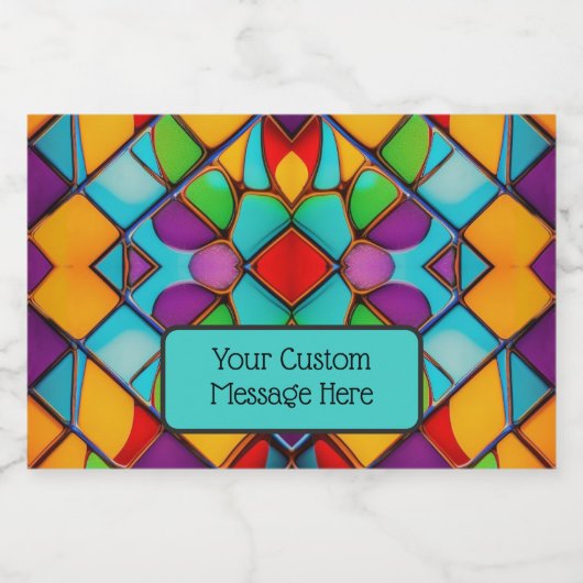 Glass in fröhlichen Farben mit Ihrer Botschaft Schaumweinetikett (Einzelnes Label)