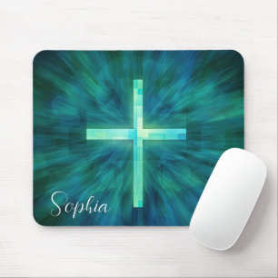 Glass Jesus kreuzen Jesus Glauben Christliche Sitt Mousepad