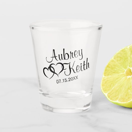 Glass Keepake mit Brille und Gräuel-Namen Schnapsglas (Vorderseite)