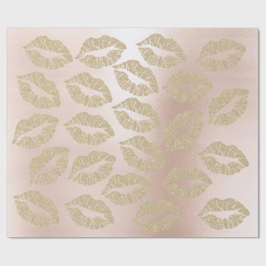 Glass Kiss Lips Makeup Blush Champagne Gold Pink Geschenkpapier (Flach)