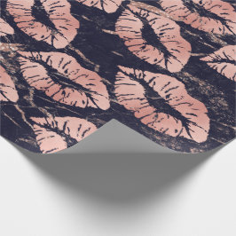Glass Kiss Lips Makeup Rosa Rose Gold Marmor Geschenkpapier
