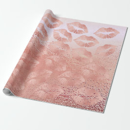 Glass Kiss Lips Pinselspitze Rose Gold Geschenkpapier