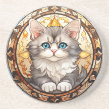 Glass Kitten Elegant Mit Augen blaues Katzen Kunst