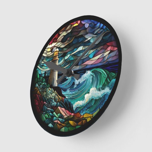 Glass Lighthouse Runde Wanduhr (Winkel)