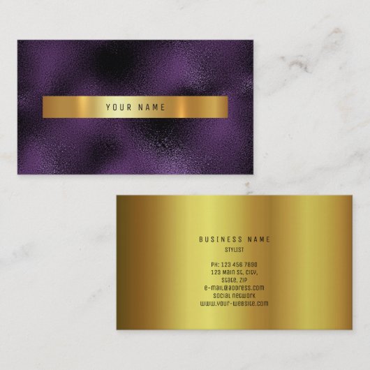 Glass Lila Plum Gold Vip Ombre Glitzer Visitenkarte (Vorne/Hinten)