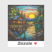 Glass Look Cabin, See, Sunset Decal Aufkleber (Blatt)