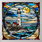Glass Look Coastal Lighthouse zum Herunterladen Poster (Vorne)