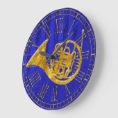 Glass Look Gold French Horn Große Wanduhr (Winkel)