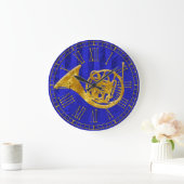 Glass Look Gold French Horn Große Wanduhr (Zuhause)