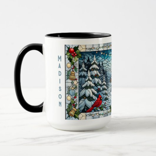 Glass Look Winter Szene Weihnachten Tasse (Links)