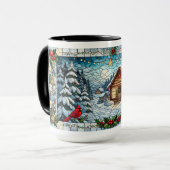 Glass Look Winter Szene Weihnachten Tasse (Vorderseite Links)