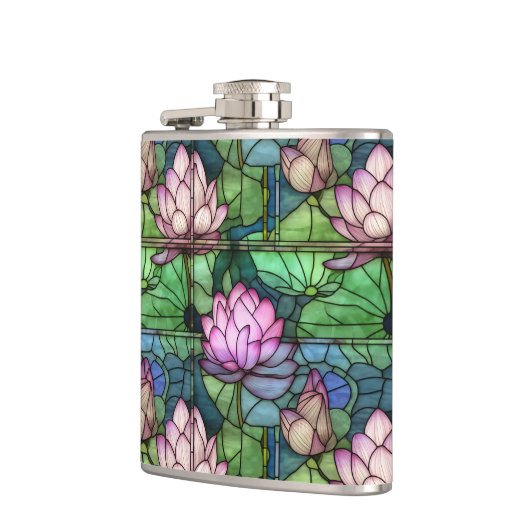 Glass Lotus Vinyl Wrapped Flask Flachmann (Links)