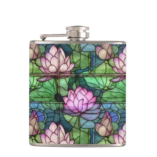 Glass Lotus Vinyl Wrapped Flask Flachmann (Vorderseite)