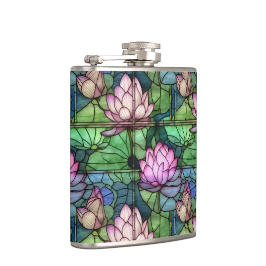 Glass Lotus Vinyl Wrapped Flask Flachmann (Rechts)